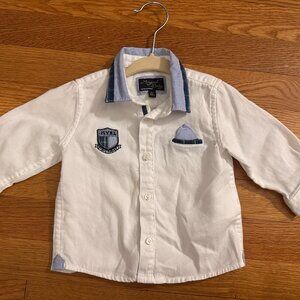 Mayoral Baby Boy Shirt 6M White Blue Cotton